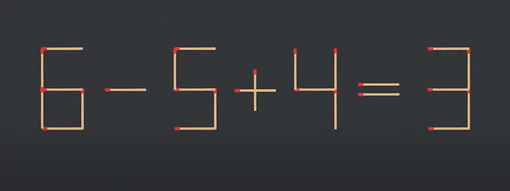 Thử tài IQ: Di chuyển một que diêm để 6-5+4=3 thành phép tính đúng- Ảnh 1.