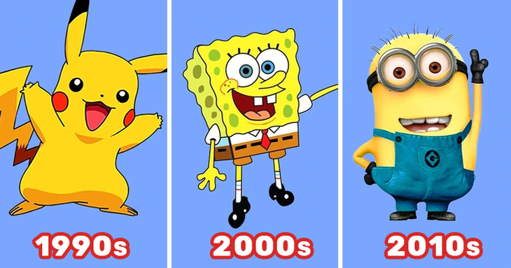 Các nhân vật trong phim Pokémon , SpongeBob SquarePants, Despicable Me.