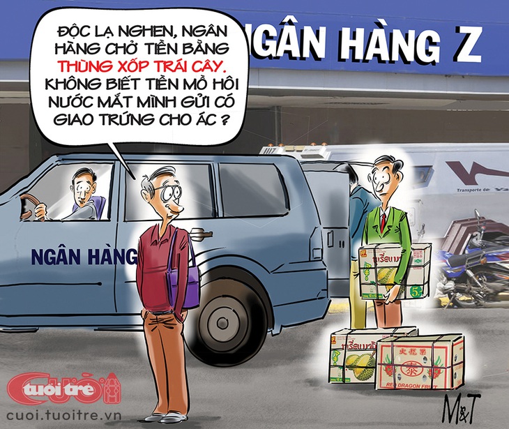 Ngân hàng và cái...&nbsp;thùng xốp - Tranh: Đỗ Minh Tuấn 
