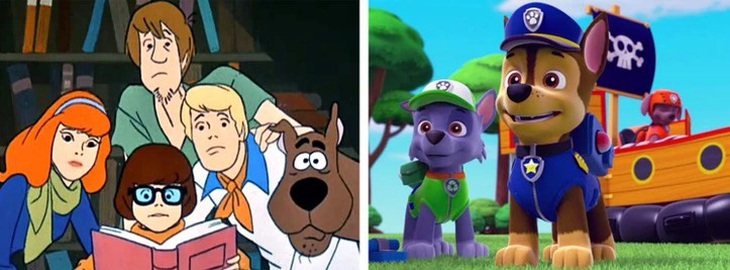Scooby-Doo Where Are You! và PAW Patrol.