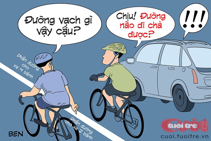 Đi&nbsp;xe đạp khỏi cần học luật? - Tranh: BEN 
