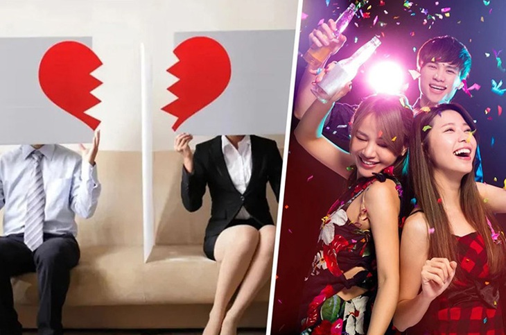 Ngày càng nhiều người trẻ ở Trung Quốc chọn cách công khai ăn mừng khi ly hôn. Ảnh: SCMP