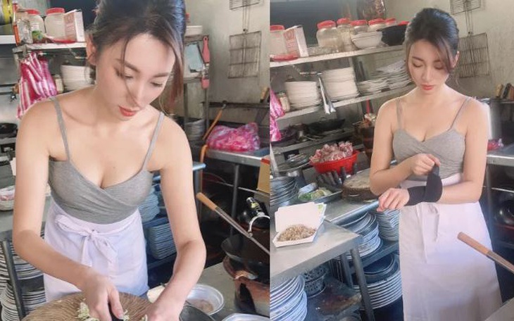 "Hot girl cơm chiên" náo loạn mạng xã hội dù chỉ đứng... thái rau
