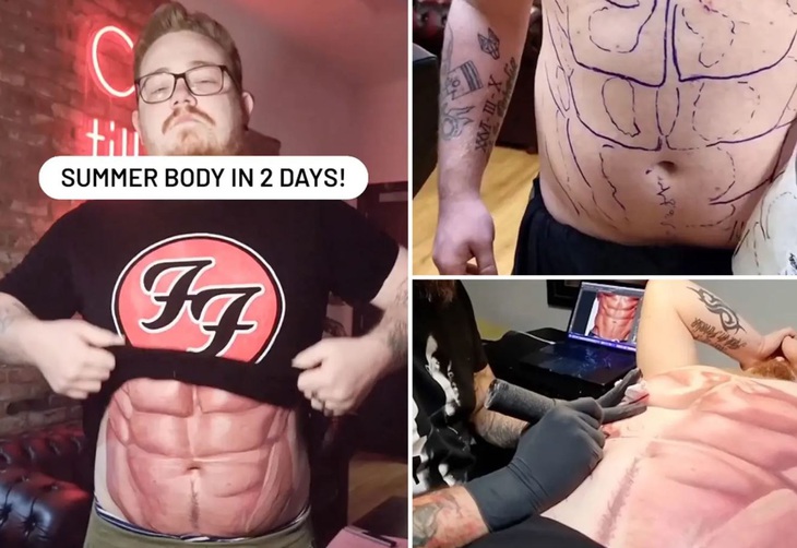 Xăm cơ bụng 6 múi thay vì lao đầu vào phòng gym khổ luyện - Ảnh 1.