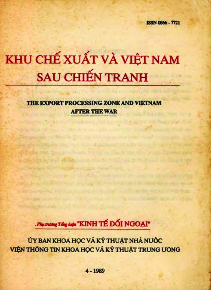 Luận án thạc sĩ của ông Võ Tá Hân tại Viện đại học Công nghệ Massachusetts (MIT) với đề tài "Khu chế xuất và Việt Nam sau chiến tranh", 1973.