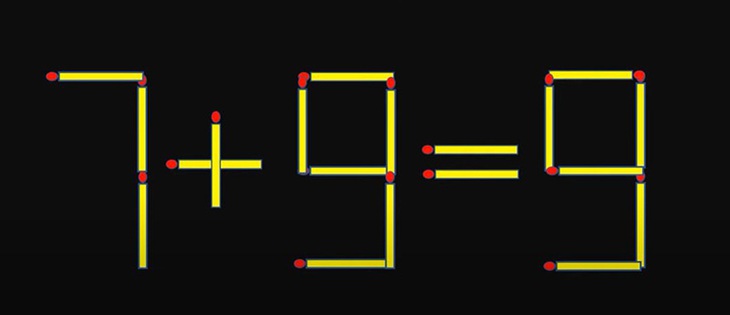 Di chuyển 1 que diêm để 7+9=9 thành phép tính đúng - Ảnh 1.