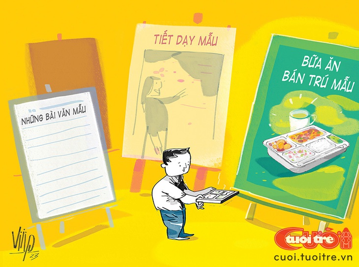 Bữa ăn mẫu trong trường bán trú - Ảnh 1.