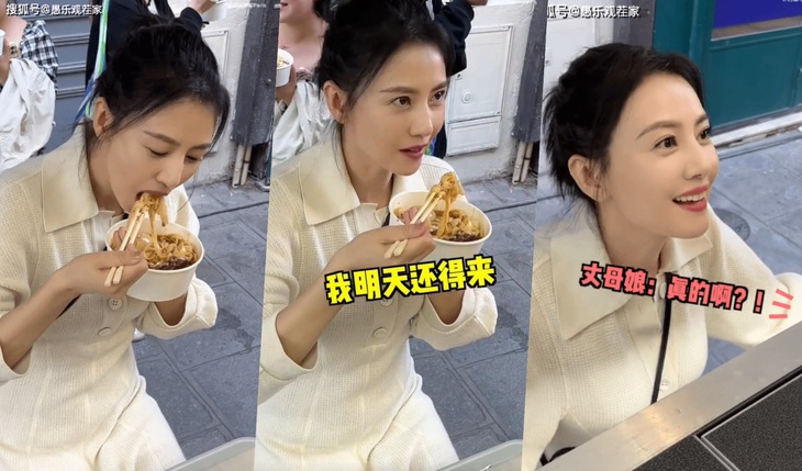 ‘Chu Chỉ Nhược Cao Viên Viên giản dị, ăn mì ly, ‘buôn dưa lê cùng người qua đường - Ảnh 4.