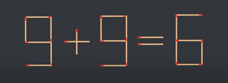 Di chuyển một que diêm để phép tính 9+9=6 thành đúng - Ảnh 1.