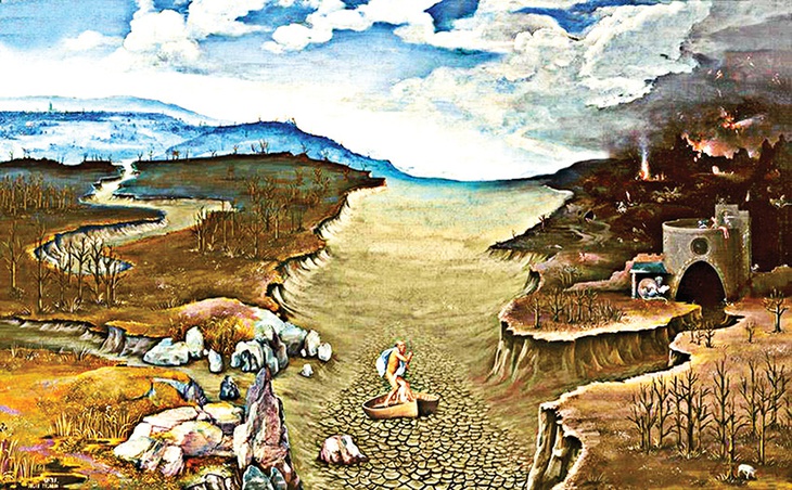 Băng qua dòng Estigia nay đã cạn khô - vẽ lại bức tranh hồi thế kỷ 16 của cụ Joachim Patinir, họa sĩ người Flemish.