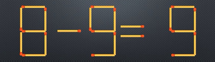 Di chuyển một que diêm để phép tính 8-9=9 thành đúng - Ảnh 1.