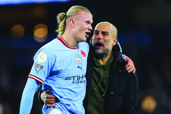 Haaland và Guardiola. Ảnh: Getty Images