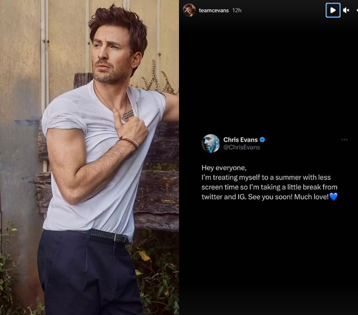 Đội trưởng Mỹ’ Chris Evans đóng mạng xã hội để... nghỉ hè - Ảnh 1.