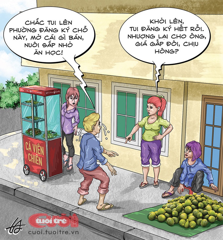 Vỉa hè: Từ "cát cứ" thành "đầu cơ"? - Tranh biếm họa của Nguyễn Tuấn Anh 