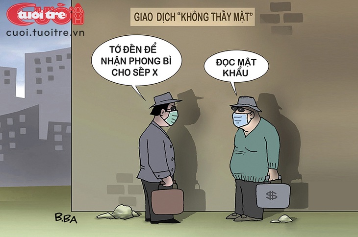 Giao dịch&nbsp;"không thấy mặt" thời 4.0 - Tranh biếm họa của B.Ba