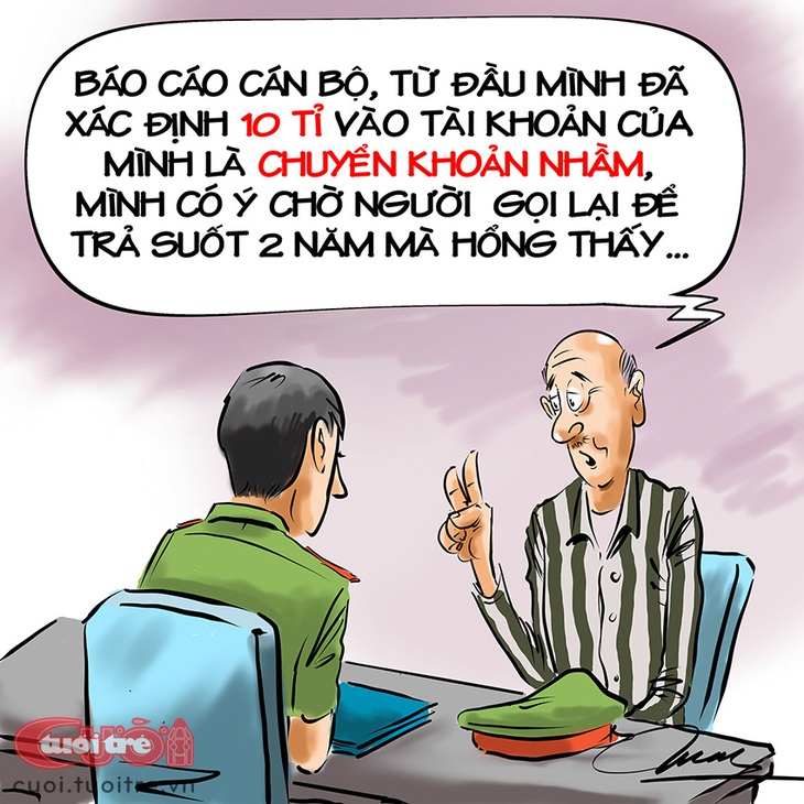 Thưa cán bộ, tui hổng có ăn&nbsp;hối lộ - Tranh biếm họa của Đỗ Minh Tuấn 