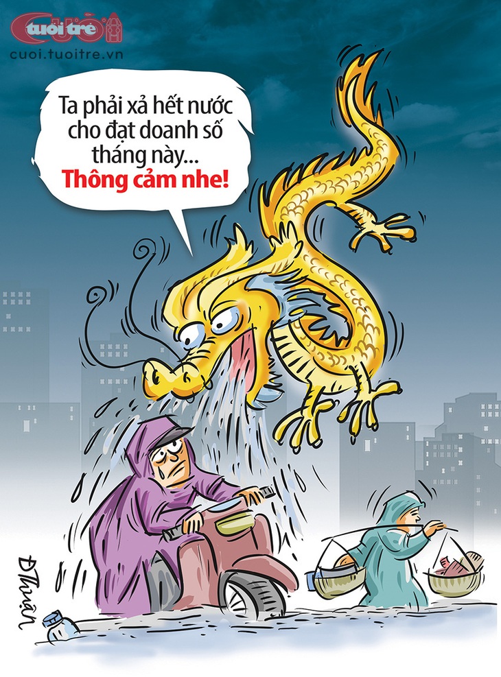 Dân tình bì bõm vì&nbsp;Long Vương chạy KPI - Tranh: Đức Thuận 