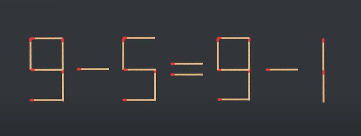 Thử tài IQ: Di chuyển một que diêm để phép tính 9-5=9-1 thành đúng - Ảnh 1.