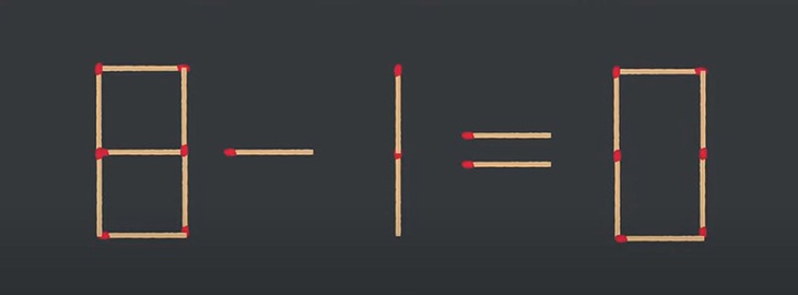 Thử tài IQ: Di chuyển một que diêm để 8-1=0 thành phép tính đúng - Ảnh 1.