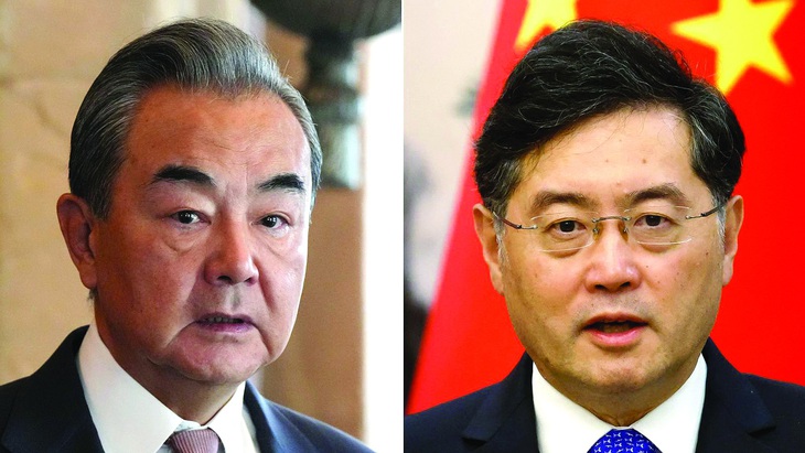 Ông Tần Cương (phải) và ông Vương Nghị. Ảnh: CNN