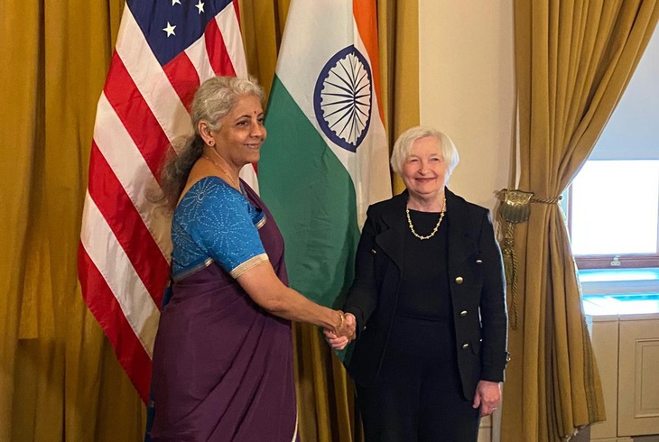 Bà Janet Yellen ở Ấn Độ. Ảnh: The Hindu