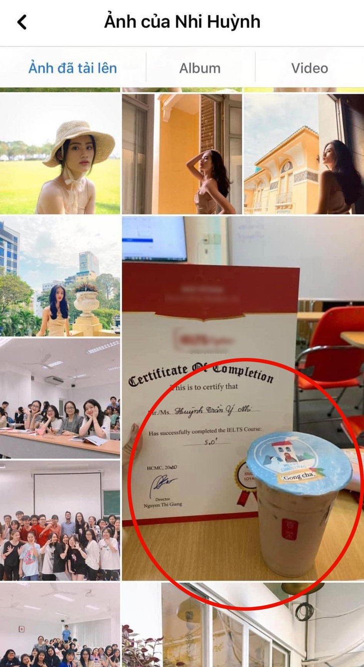 Hình ảnh ly trà sữa hoa hậu Ý Nhi đăng tải trên dòng thời gian của mình. "Quê quá 2 ơi!!!".