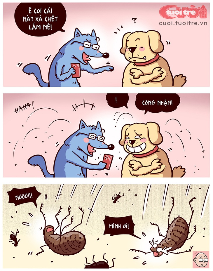 Chó "xả chét" bằng video - Tranh: Anh Trọc Comics 