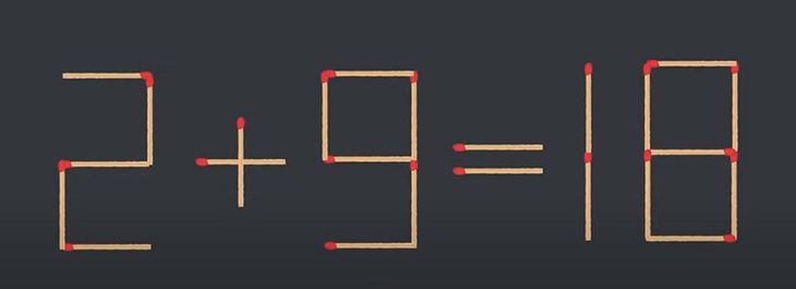 Thử tài IQ: Di chuyển một que diêm để phép tính 2+9=18 thành đúng - Ảnh 1.