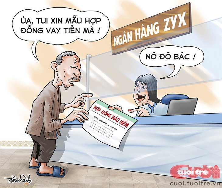 "Phí bôi trơn" khi vay tiền ngân hàng - Tranh: Độc Hành 