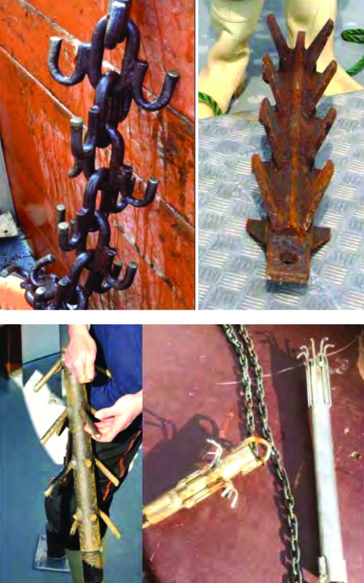 Một số ngư cụ nguy hiểm được vớt từ đáy đại dương.