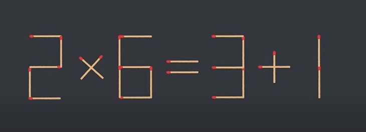 Thử tài IQ: Di chuyển một que diêm để 2x6=3+1 thành phép tính đúng - Ảnh 1.