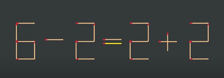 Thử tài IQ: Di chuyển một que diêm để 6=2-2+2 thành phép tính đúng - Ảnh 1.