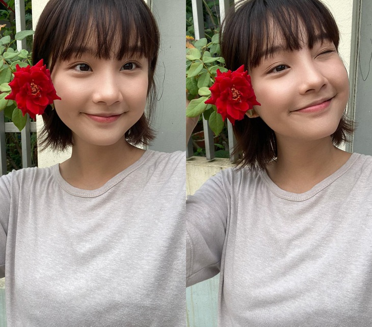 Hình ảnh selfie tại hậu trường phim của Thu Hà