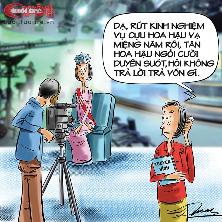 Hoa hậu "cười duyên" - Tranh: Đỗ Minh Tuấn 