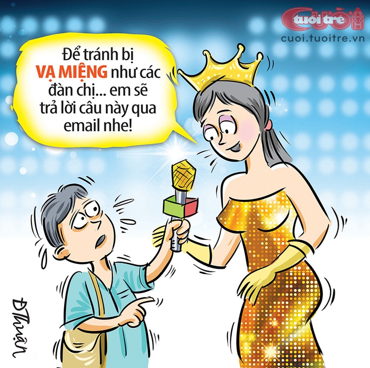 Hoa hậu giao tiếp bằng email - Tranh: Đức Thuận 