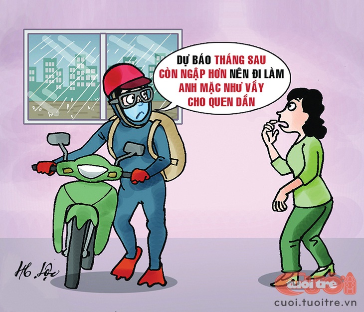 Đi làm hay đi lặn? - Tranh biếm họa của Hữu Lộc 