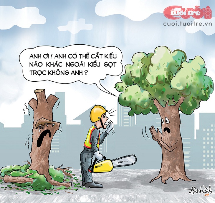 Cây xanh đô thị khóc thét vì style đầu đinh - Tranh biếm họa của Độc Hành 