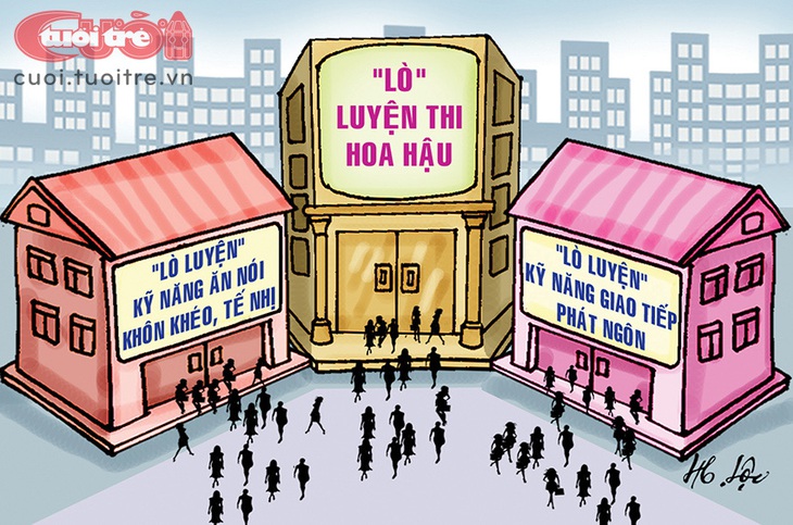 Lò luyện kỹ năng giúp&nbsp;hoa hậu tránh vạ miệng - Tranh: Hữu Lộc 