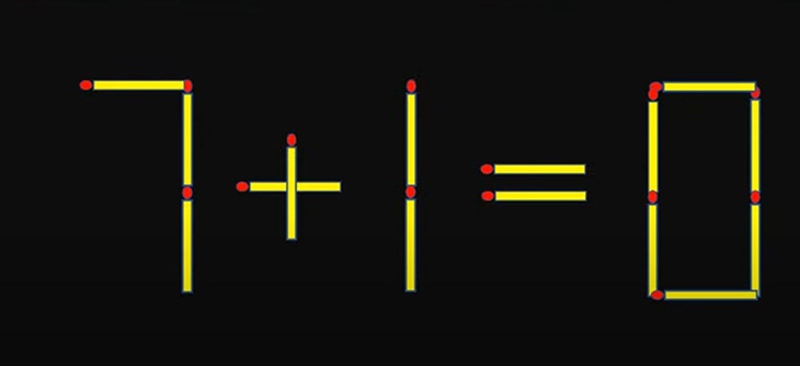 Thử tài IQ: Di chuyển một que diêm để 7+1=0 thành phép tính đúng - Ảnh 1.