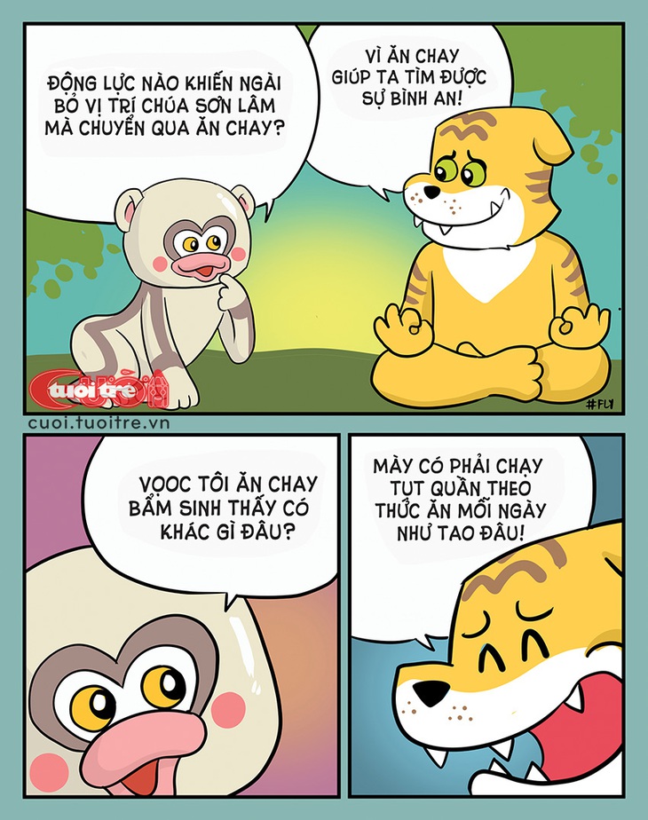 Chúa sơn lâm&nbsp;cũng ăn chay cho bớt áp lực - Tranh: Thăng Fly