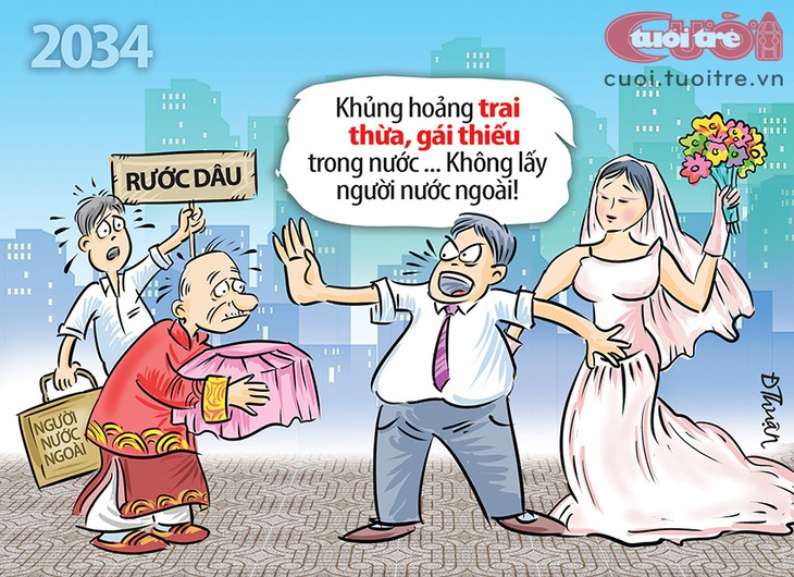 Đối phó với khủng hoảng "thừa nam thiếu nữ" - Tranh: Đức Thuận 