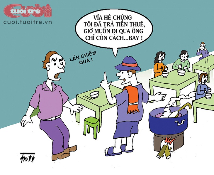 Bay trên&nbsp;vỉa hè - Tranh: Tín Nhượng 