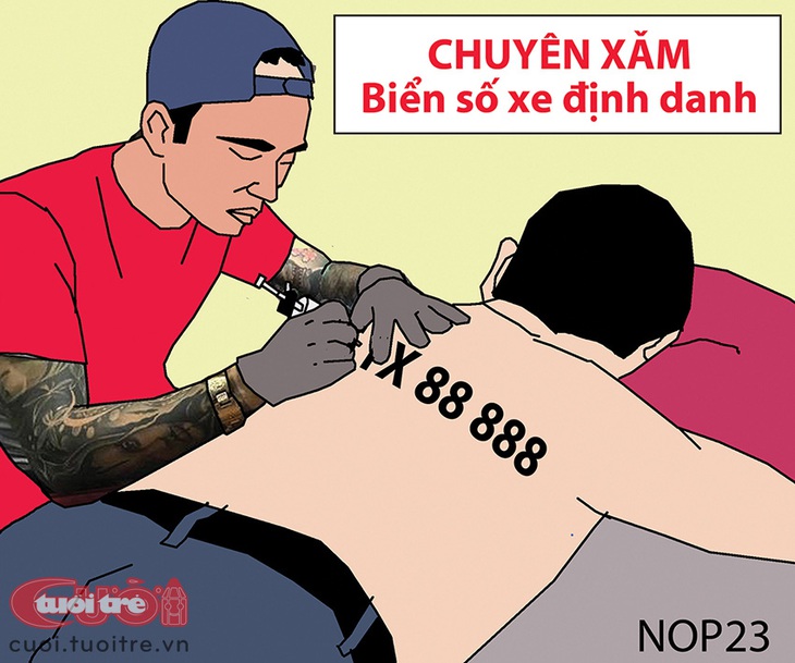 Dịch vụ mới với&nbsp;biển số định danh - Tranh biếm họa của NOP 