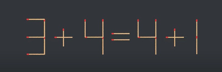 Thử tài IQ: Di chuyển một que diêm để 3+4=4+1 thành phép tính đúng - Ảnh 1.