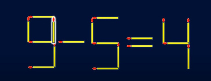 Thử tài IQ: Di chuyển một que diêm để 9-2=9-4 thành phép tính đúng - Ảnh 1.