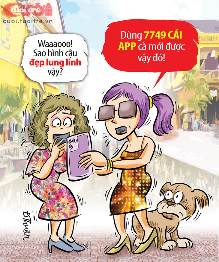 Có bao nhiêu&nbsp;app làm đẹp trong smartphone của chị em? - Tranh: Đức Thuận 