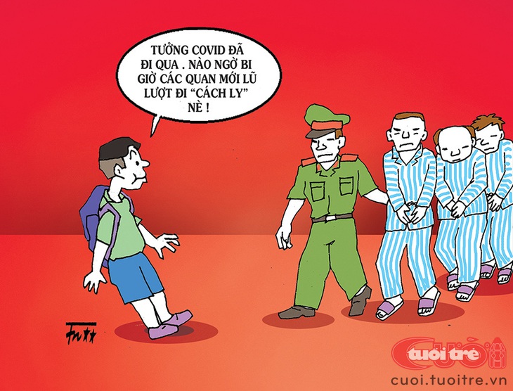 Và các quan bị đưa đi cách ly thời hậu&nbsp;Covid - Tranh: Tín Nhượng 