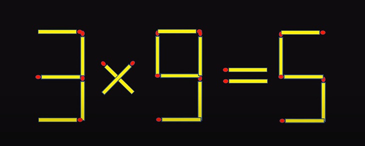 Thử tài IQ: Di chuyển hai que diêm để 3x9=5 thành phép tính đúng - Ảnh 1.