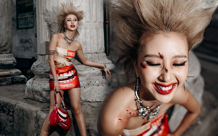 Quỳnh Anh Shyn lại "gây sốt" tại Milan Fashion Week nhờ kiểu tóc không giống ai