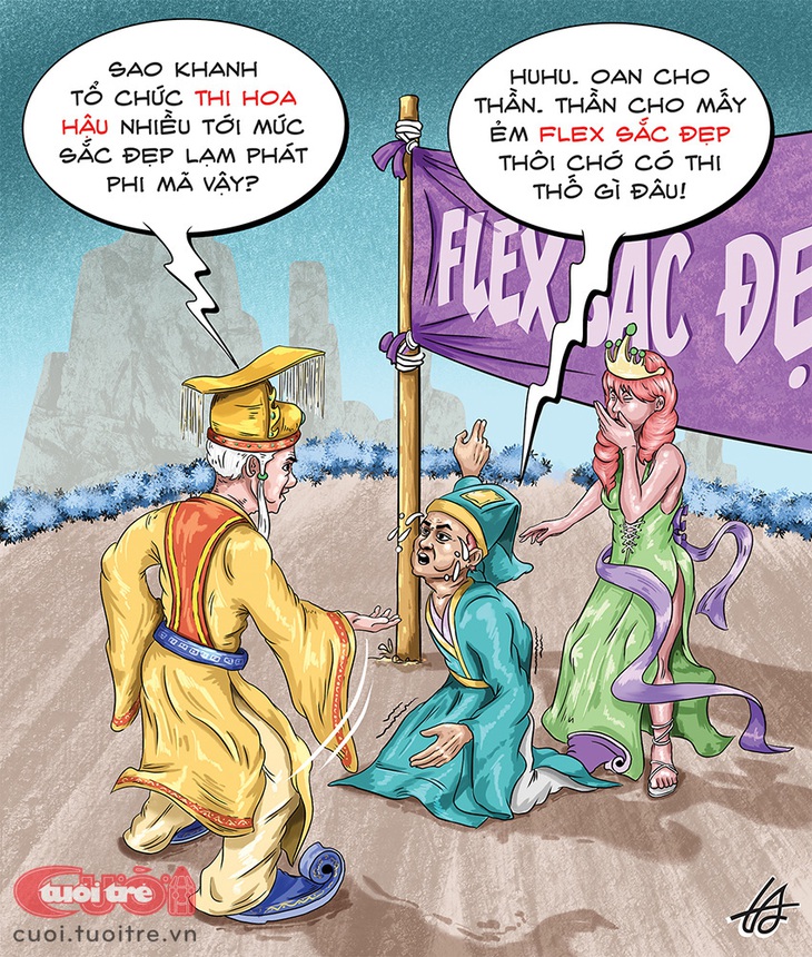 Đây không phải cuộc thi&nbsp;hoa hậu, chỉ là flex sắc đẹp thôi ạ - Tranh: Nguyễn Tuấn Anh 